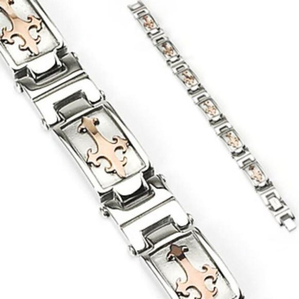 New 316 stainless steel silver coffee color cross bracelet